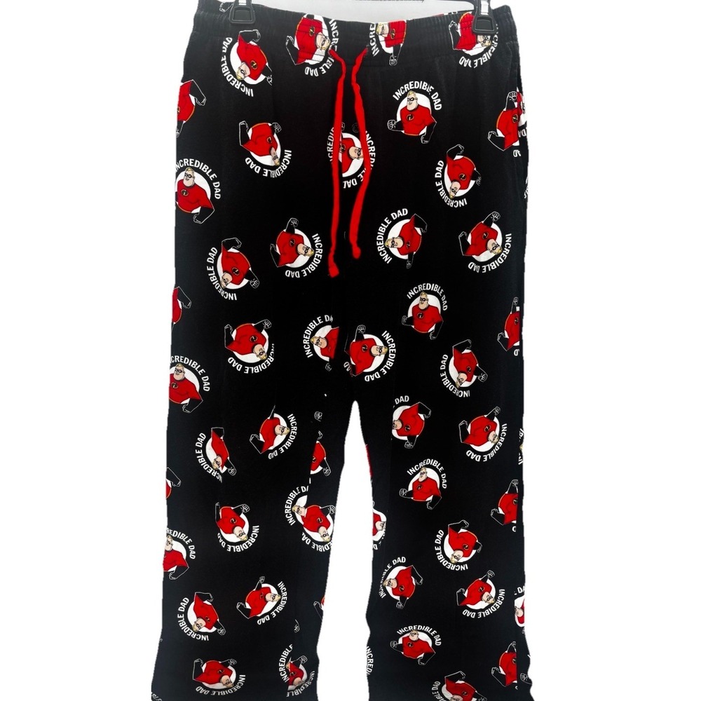 Disney Pixar Mens S Pajama Pants Mr. Incredible Black Red Drawstring
